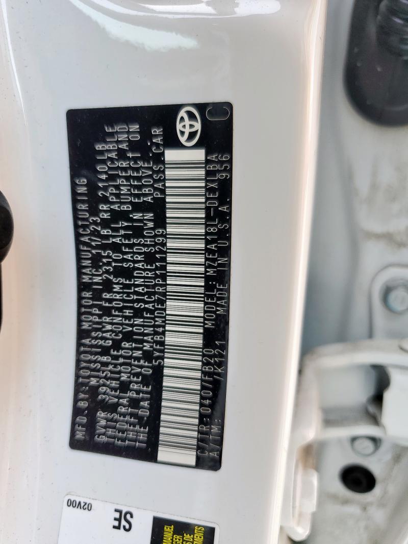 5YFB4MDE7RP111299 - 2024 TOYOTA COROLLA LE თეთრი ფოტო 13