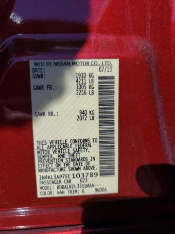 1N4AL3AP7EC103789 - 2014 NISSAN ALTIMA 2.5 RED photo 12