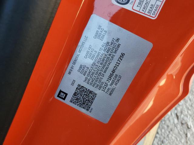 1G1FJ1R64K0117256 - 2019 CHEVROLET CAMARO ZL1 橙色 照片 12