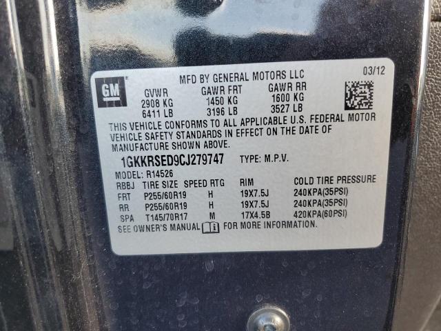 1GKKRSED9CJ279747 - 2012 GMC ACADIA SLT-2 BLACK photo 13