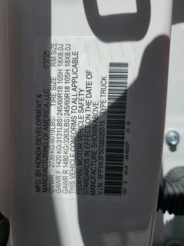 5FPYK3F50SB026515 - 2025 HONDA RIDGELINE RTL 白色 照片 12