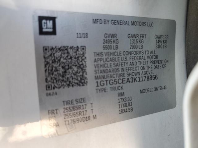 1GTG5CEA3K1178856 - 2019 GMC CANYON SLE WHITE photo 12