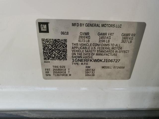 1GNERFKW0KJ106727 - 2019 CHEVROLET TRAVERSE LS WHITE photo 13