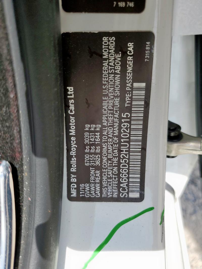 SCA666D52HU102915 - 2017 ROLLS-ROYCE DAWN WHITE photo 12