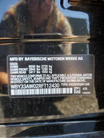 WBY33AW02RFT12430 - 2024 BMW I4 M50 BLACK photo 14