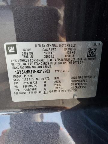 1GYS4HKJ1HR317983 - 2017 CADILLAC ESCALADE ESV LUXURY Сұр фото 12