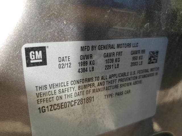 1G1ZC5E07CF281891 - 2012 CHEVROLET MALIBU 1LT 棕色 照片 12