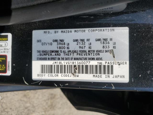 JM1BL1VG1B1360077 - 2011 MAZDA 3 I შავი ფოტო 12