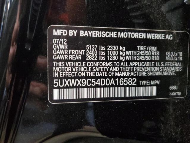 5UXWX9C54D0A16582 - 2013 BMW X3 XDRIVE28I BLACK photo 12