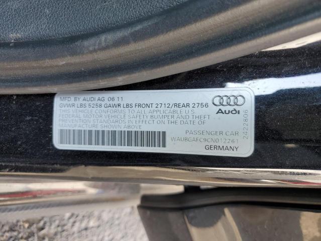 WAUBGAFC9CN012261 - 2012 AUDI A6 BLACK photo 12