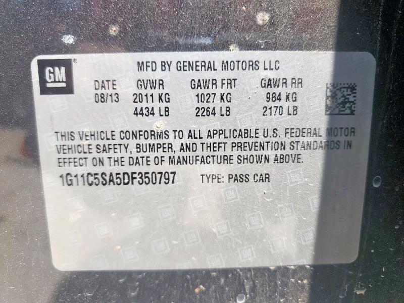 1G11C5SA5DF350797 - 2013 CHEVROLET MALIBU 1LT 灰色 照片 12