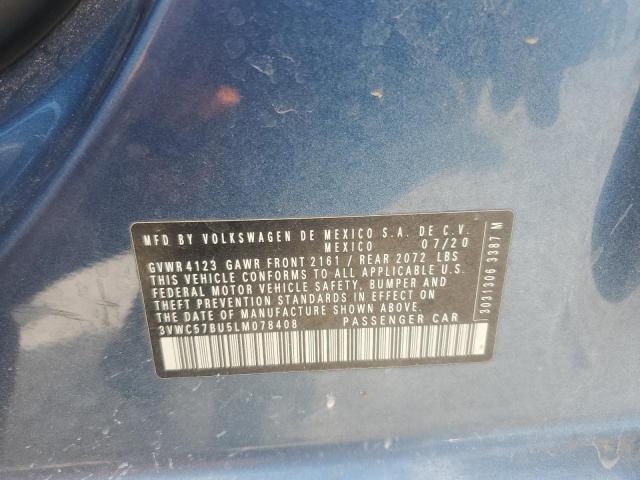 3VWC57BU5LM078408 - 2020 VOLKSWAGEN JETTA S BLUE photo 12