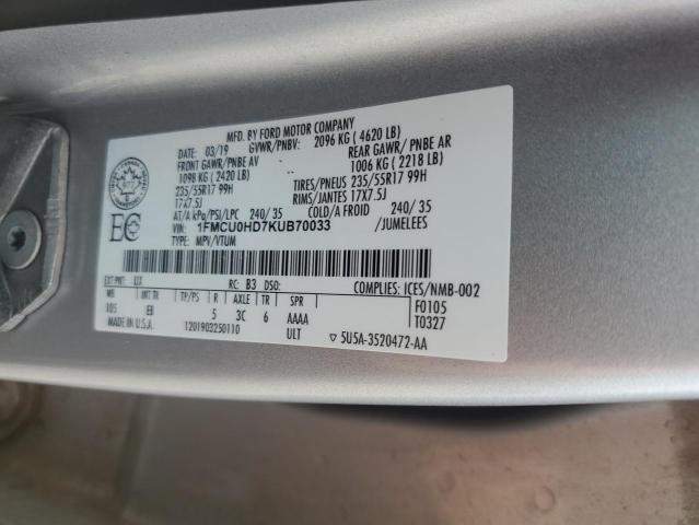 1FMCU0HD7KUB70033 - 2019 FORD ESCAPE SEL Silber Foto 14