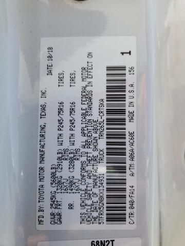 5TFRX5GN8KX134931 - 2019 TOYOTA TACOMA ACCESS CAB თეთრი ფოტო 12