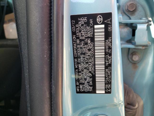 JTDKDTB36C1006390 - 2012 TOYOTA PRIUS C TURQUOISE photo 13