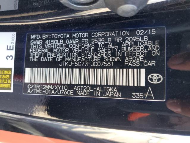 JTKJF5C77FJ007581 - 2015 TOYOTA SCION TC 橙色 照片 12