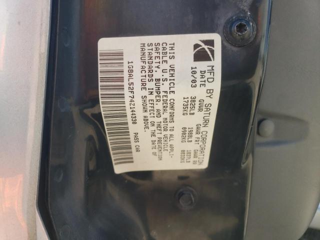 1G8AL52F74Z144330 - 2004 SATURN ION LEVEL 3 SILVER photo 12