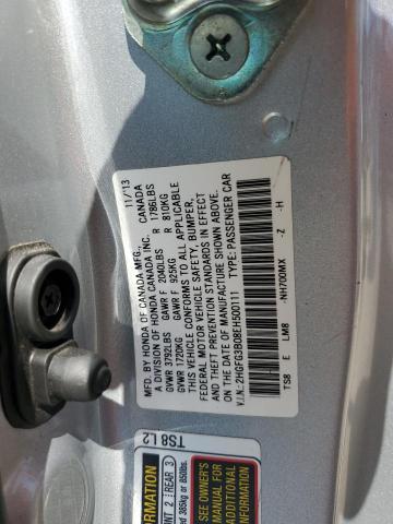 2HGFG3B08EH500111 - 2014 HONDA CIVIC EXL SILVER photo 12