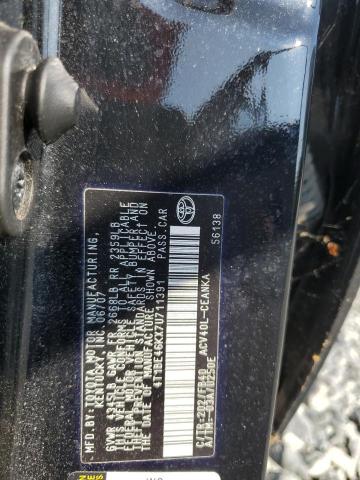 4T1BE46KX7U711391 - 2007 TOYOTA CAMRY CE BLACK photo 12