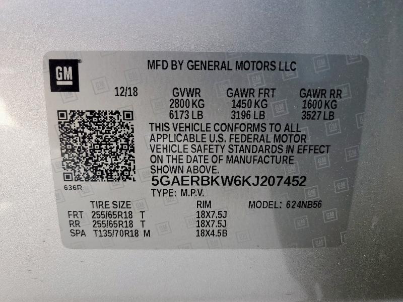 5GAERBKW6KJ207452 - 2019 BUICK ENCLAVE ESSENCE 银色 照片 14