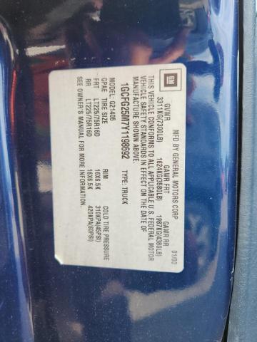 1GCFG25M7Y1198692 - 2000 CHEVROLET EXPRESS G2 蓝色 照片 14