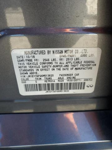 JN1EV7AP4KM513620 - 2019 INFINITI Q50 LUXE GRAY photo 13