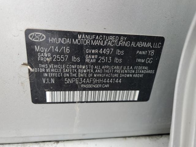 5NPE34AF9HH444144 - 2017 HYUNDAI SONATA SPORT ვერცხლისფერი ფოტო 12