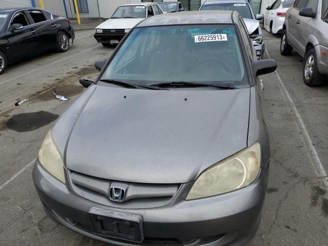 2HGES165X5H622439 - 2005 HONDA CIVIC LX GRAY photo 5