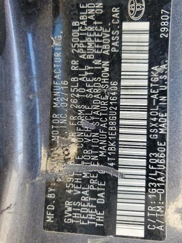 4T1BK1EB8GU216406 - 2016 TOYOTA AVALON XLE GRAY photo 13