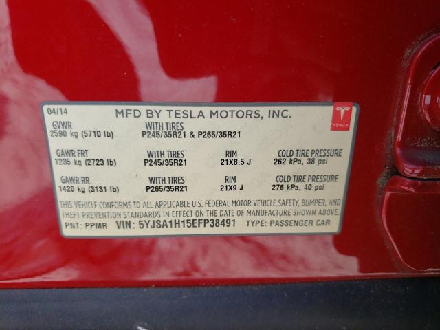 5YJSA1H15EFP38491 - 2014 TESLA MODEL S Կարմիր լուսանկար 12