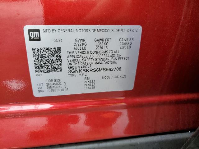 3GNKBKRS6MS563708 - 2021 CHEVROLET BLAZER RS RED photo 13