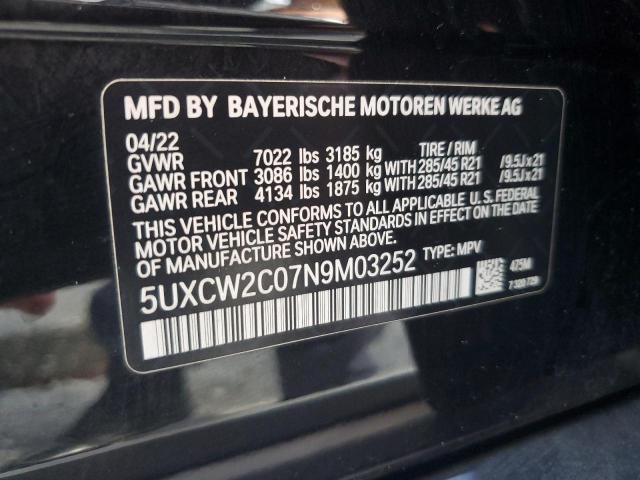 5UXCW2C07N9M03252 - 2022 BMW X7 XDRIVE40I BLACK photo 13