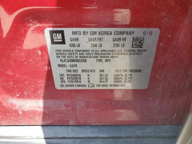 KL4CJASB6EB624356 - 2014 BUICK ENCORE RED photo 13