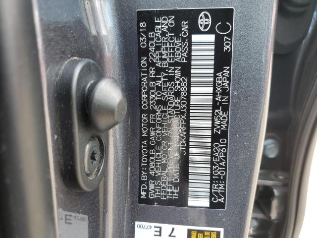 JTDKARFPXJ3078882 - 2018 TOYOTA PRIUS PRIM 石墨色 照片 12