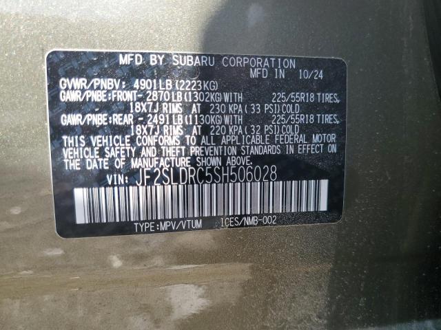 JF2SLDRC5SH506028 - 2025 SUBARU FORESTER LIMITED მწვანე ფოტო 13