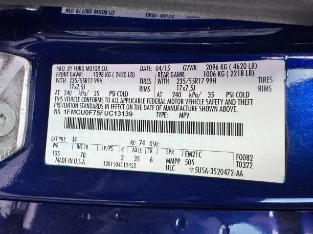 1FMCU0F75FUC13139 - 2015 FORD ESCAPE S BLUE photo 10