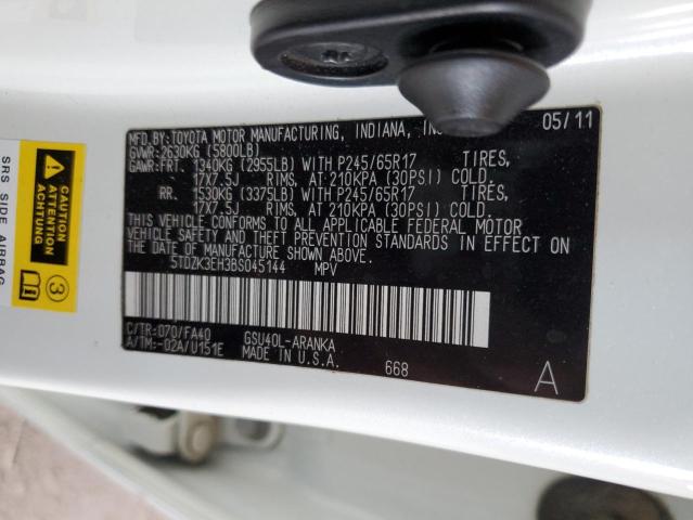 5TDZK3EH3BS045144 - 2011 TOYOTA HIGHLANDER BASE 白色 照片 13