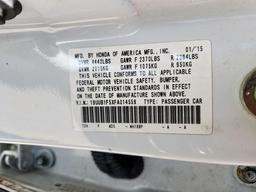 19UUB1F5XFA014559 - 2015 ACURA TLX TECH WHITE photo 13