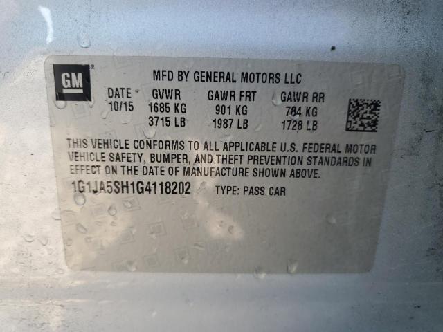 1G1JA5SH1G4118202 - 2016 CHEVROLET SONIC LS Gümüş foto 12