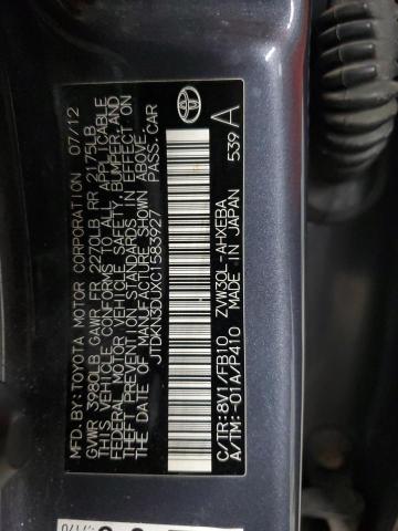 JTDKN3DUXC1583927 - 2012 TOYOTA PRIUS GRAY photo 12