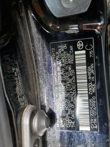 JTDKN3DUXD1636739 - 2013 TOYOTA PRIUS BLACK photo 12