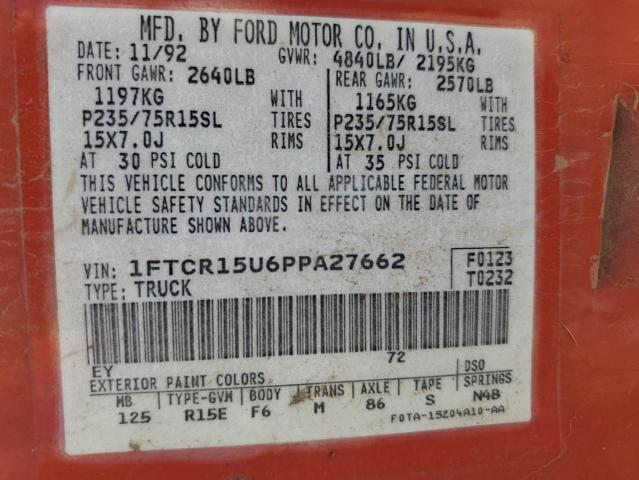 1FTCR15U6PPA27662 - 1993 FORD RANGER SUPER CAB TWO TONE photo 12