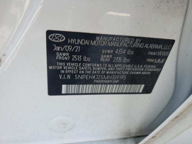 5NPEH4J25MH109195 - 2021 HYUNDAI SONATA LIMITED WHITE photo 12