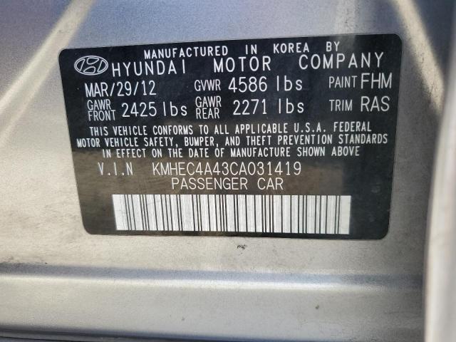 KMHEC4A43CA031419 - 2012 HYUNDAI SONATA HYBRID SILVER photo 12