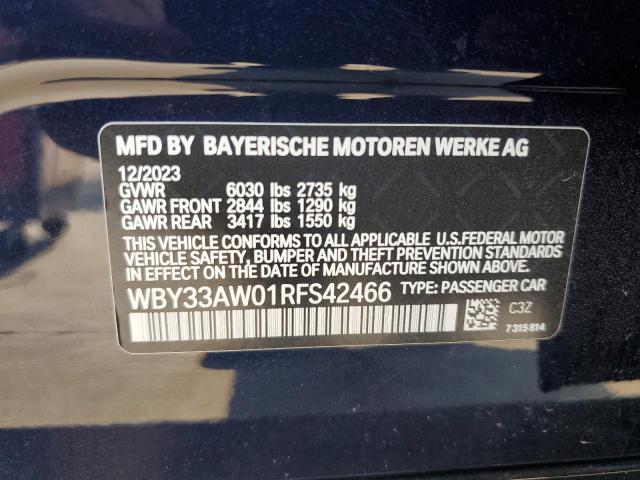 WBY33AW01RFS42466 - 2024 BMW I4 M50 BLUE photo 13