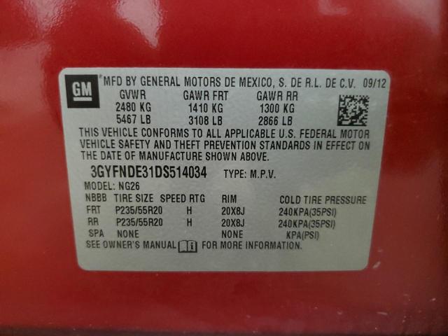 3GYFNDE31DS514034 - 2013 CADILLAC SRX PERFORMANCE COLLECTION Czerwony zdjęcie 14