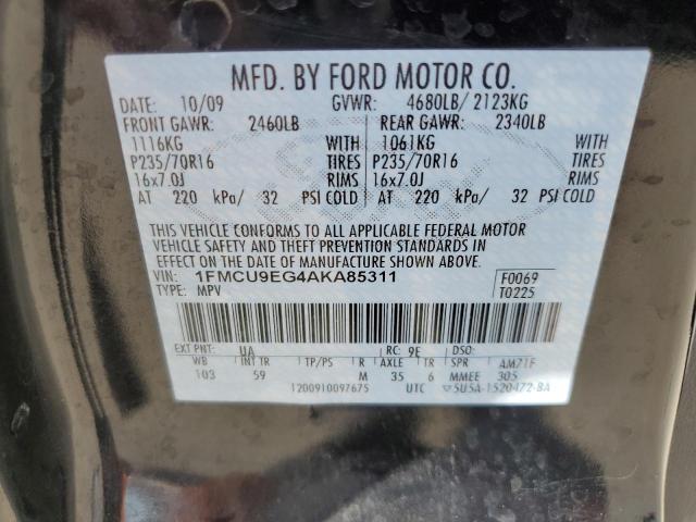 1FMCU9EG4AKA85311 - 2010 FORD ESCAPE LIMITED BLACK photo 14