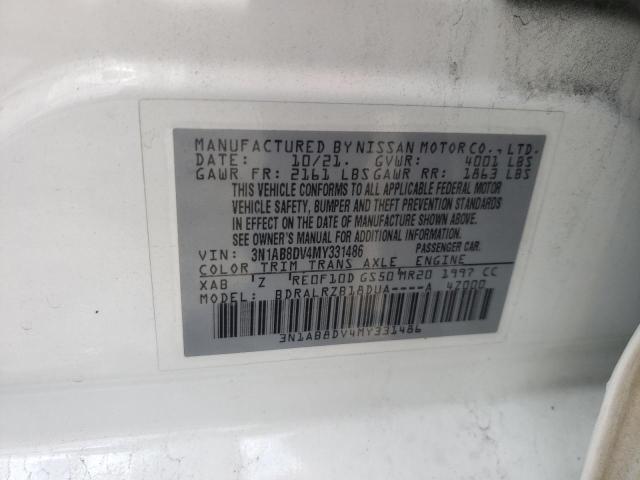 3N1AB8DV4MY331486 - 2021 NISSAN SENTRA SR WHITE photo 12