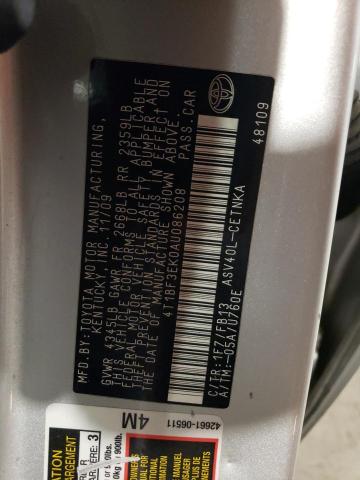 4T1BF3EK0AU086208 - 2010 TOYOTA CAMRY BASE SILVER photo 12