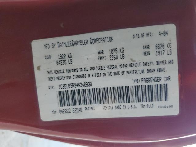 1C3EL65R94N346939 - 2004 CHRYSLER SEBRING LIMITED RED photo 12